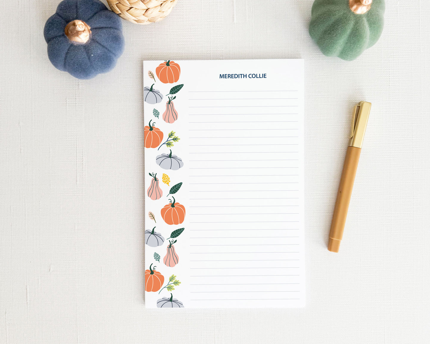 Preppy Pumpkin Personalized Notepad