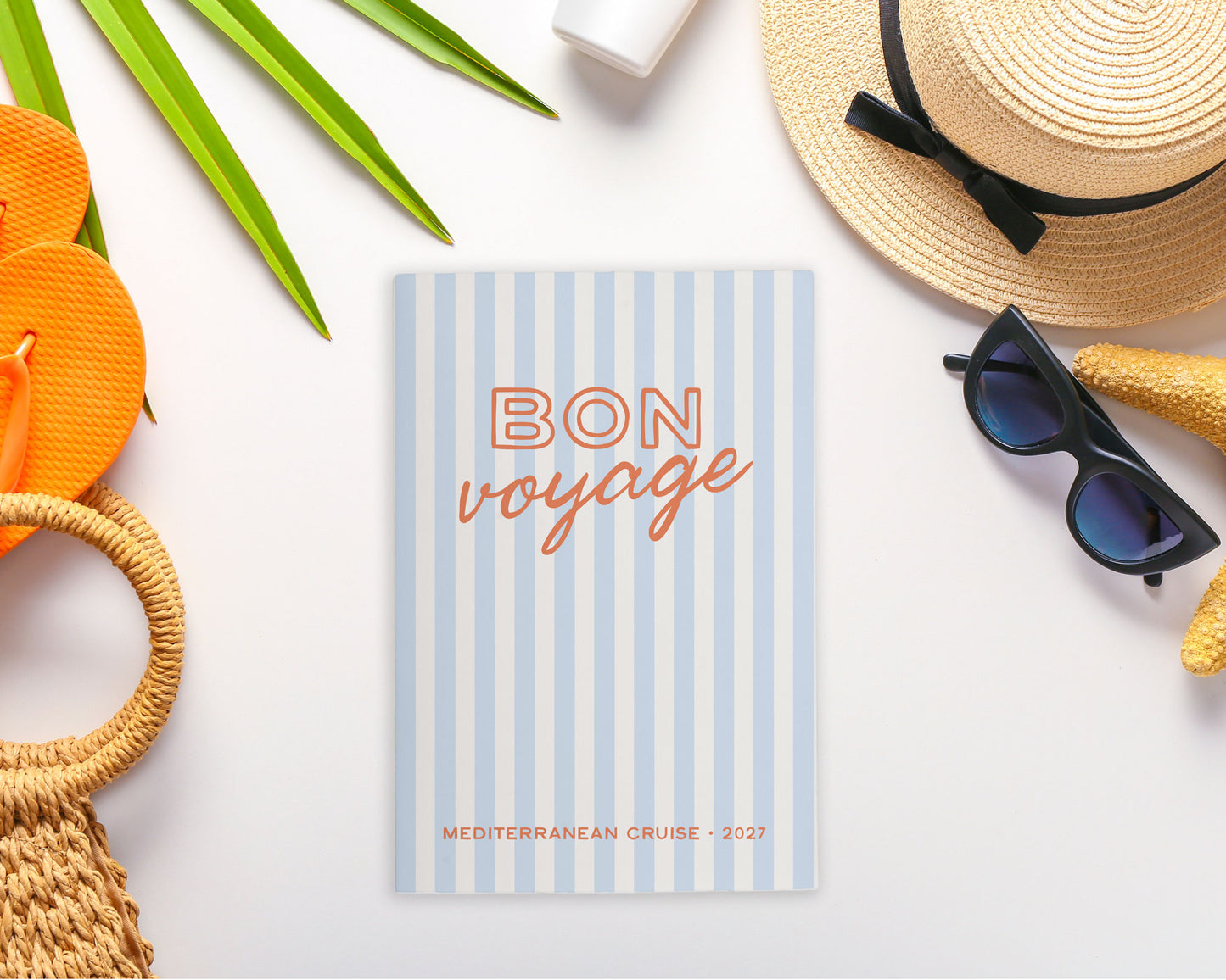 Striped Bon Voyage Personalized Travel Journal