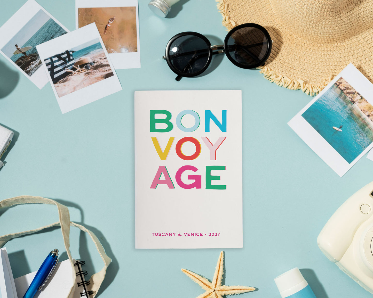Bright Bon Voyage Personalized Travel Journal