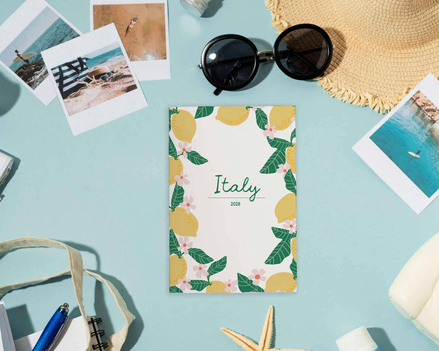 Lemon Floral Personalized Travel Journal
