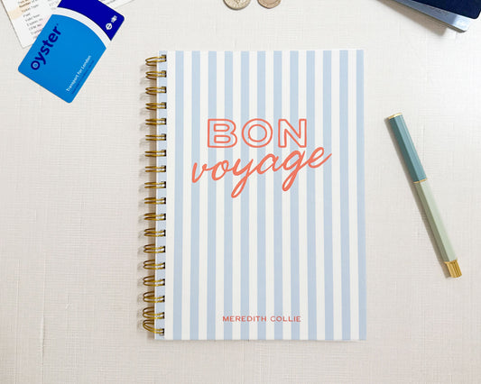 Striped Bon Voyage Personalized Travel Journal