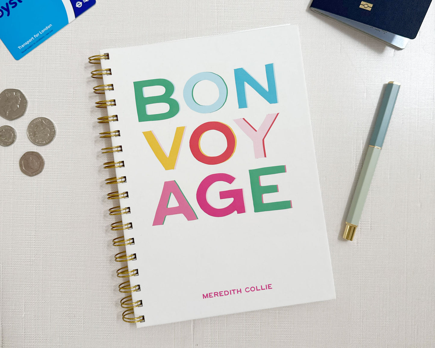 Bright Bon Voyage Personalized Travel Journal