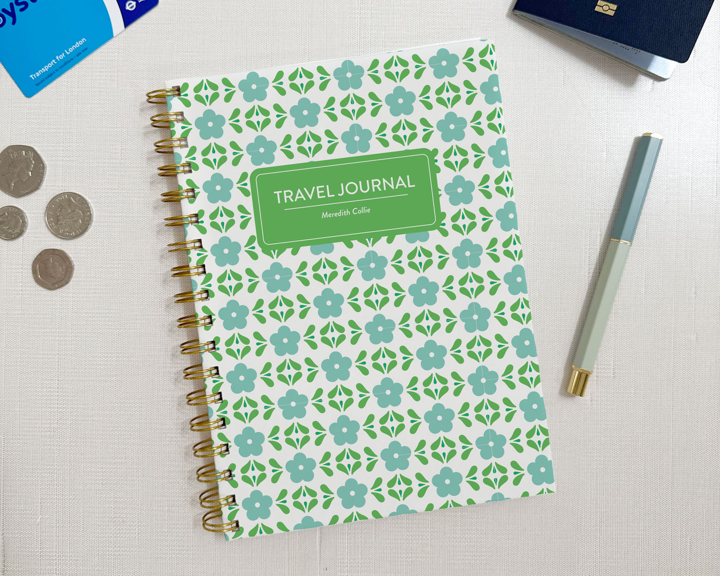 Mediterranean Florals Personalized Travel Journal