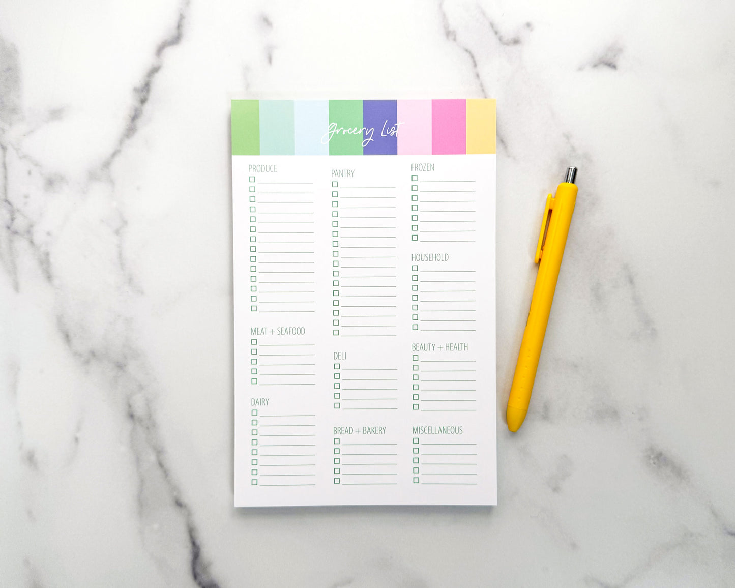 Block Color Grocery Store Notepads