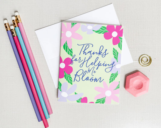 Bloom Thank You Teacher Appreciation Card