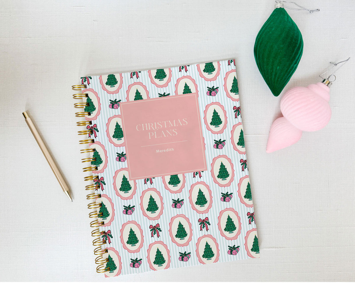Vintage Christmas Tree Pattern Personalized Holiday Planner