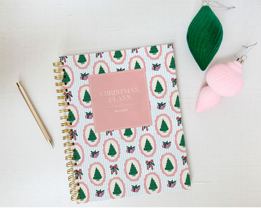 Vintage Christmas Tree Pattern Personalized Holiday Planner