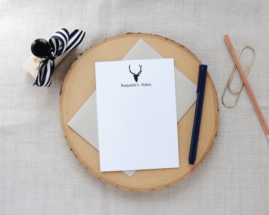Sporting Gentlemen Deer Silhouette Personalized Stationery | Meredith Collie Paper