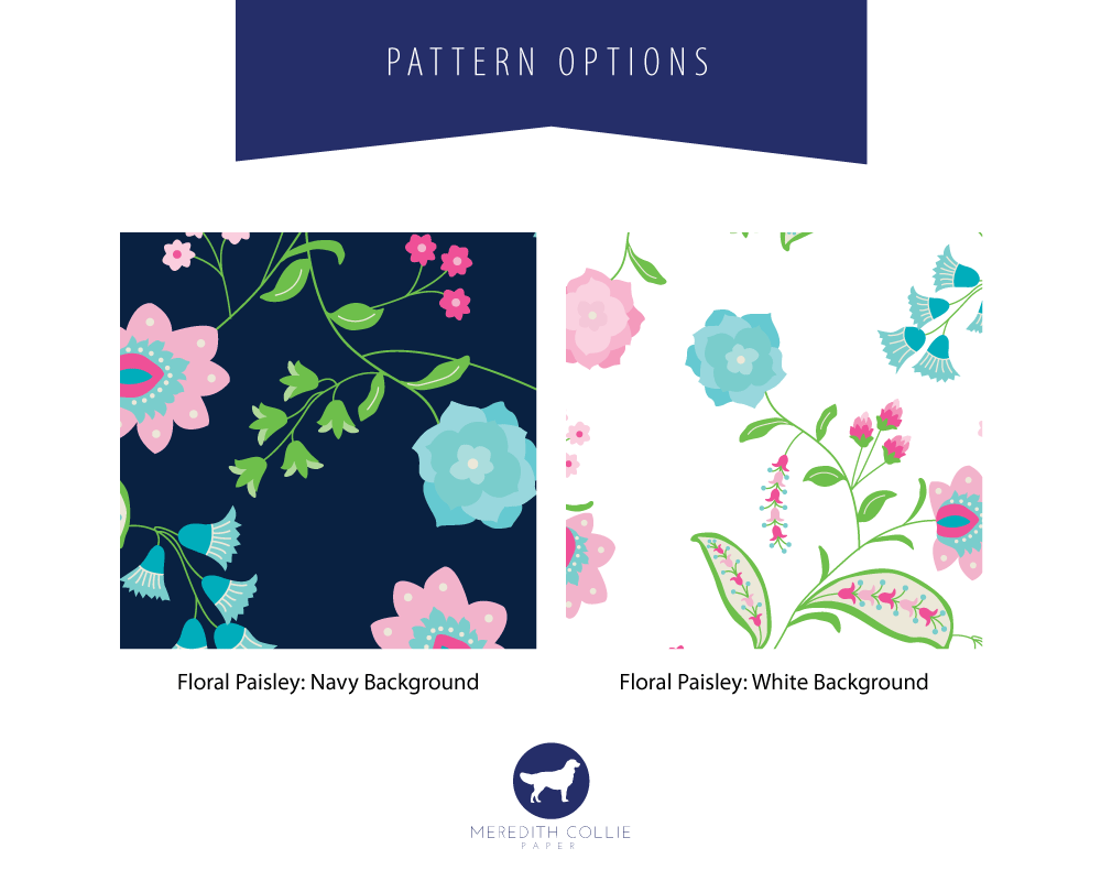 Floral Paisley Background Color Options | Meredith Collie Paper