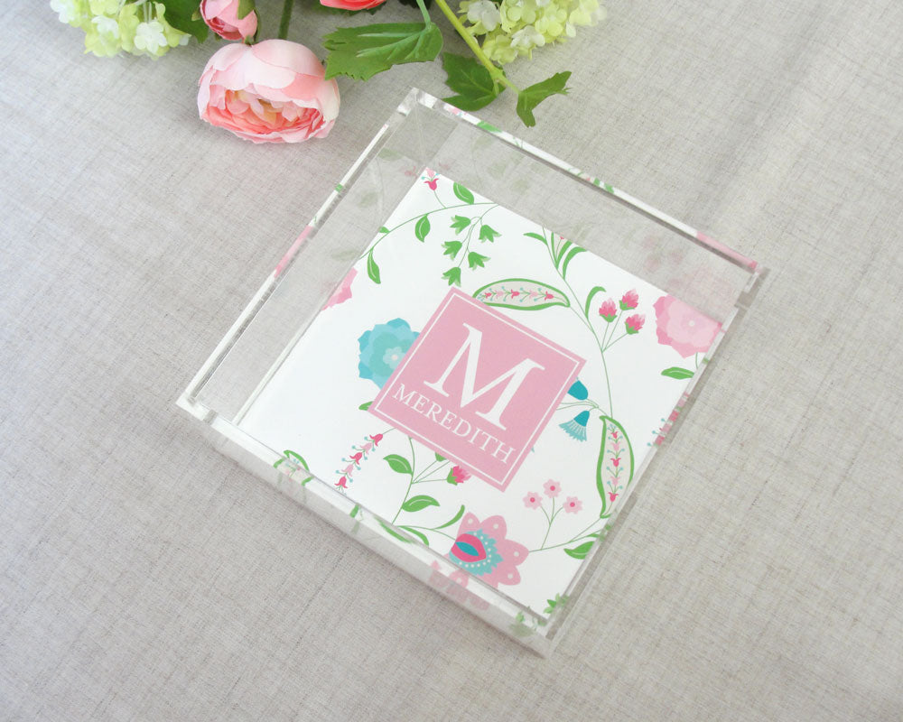 Floral Paisley Square Lucite Tray | Meredith Collie Paper