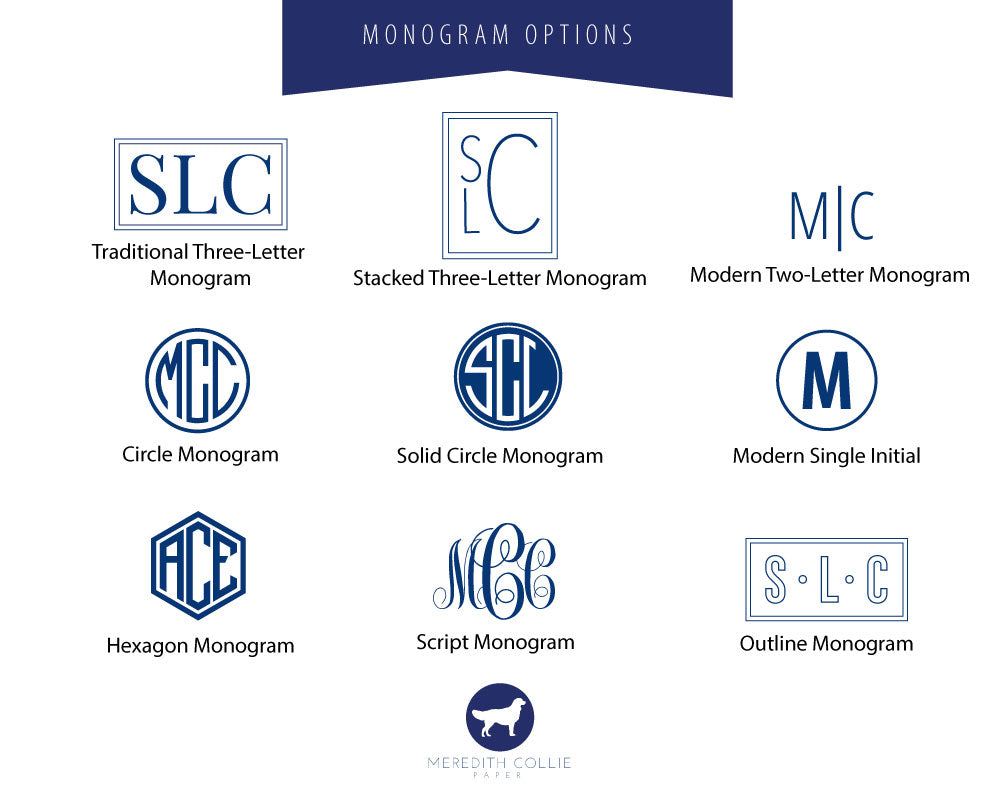 Solid Monogram Folded Note Cards