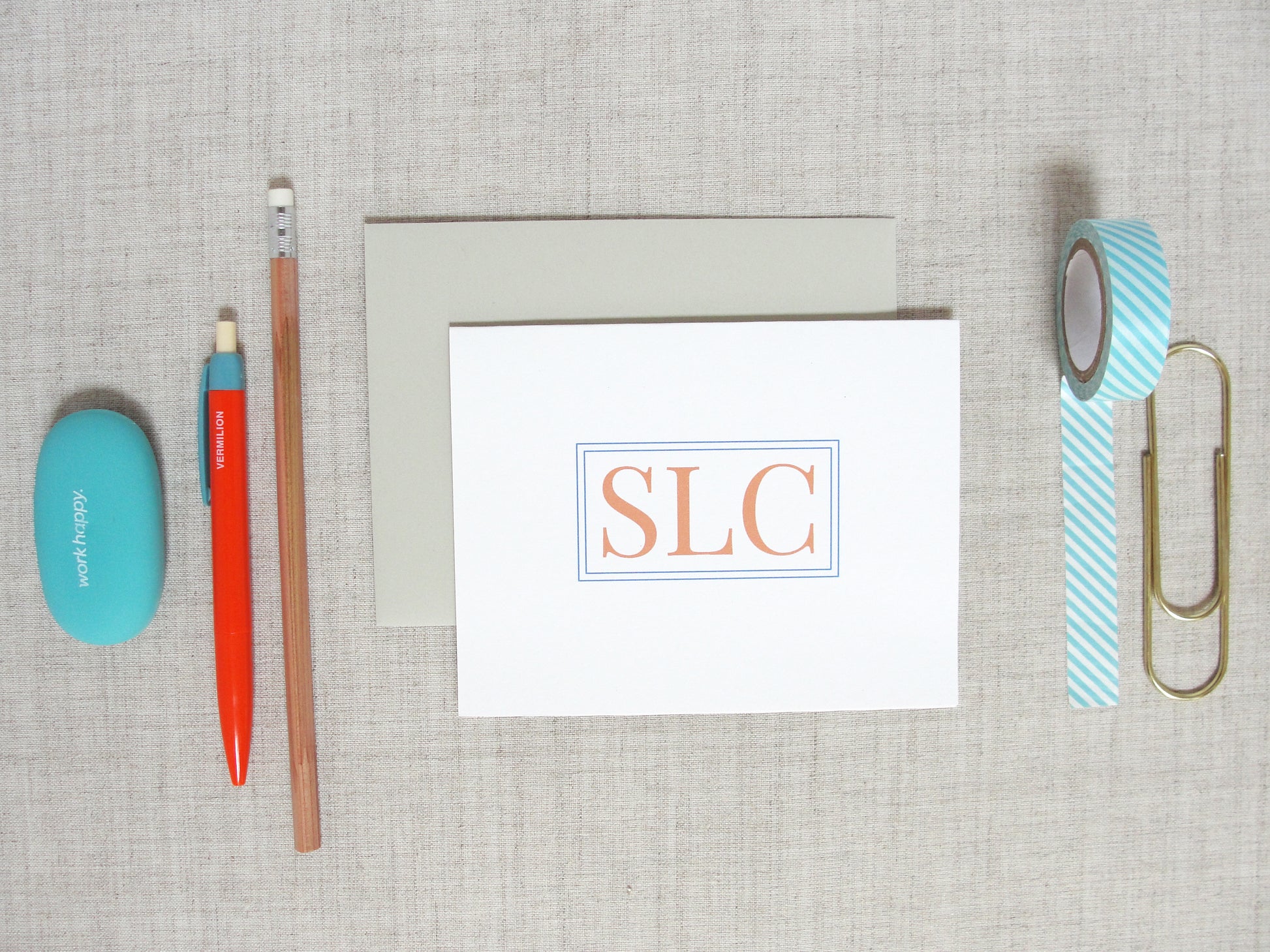 Traditional Three Letter Monogram Note Cards | Meredith Collie Paper