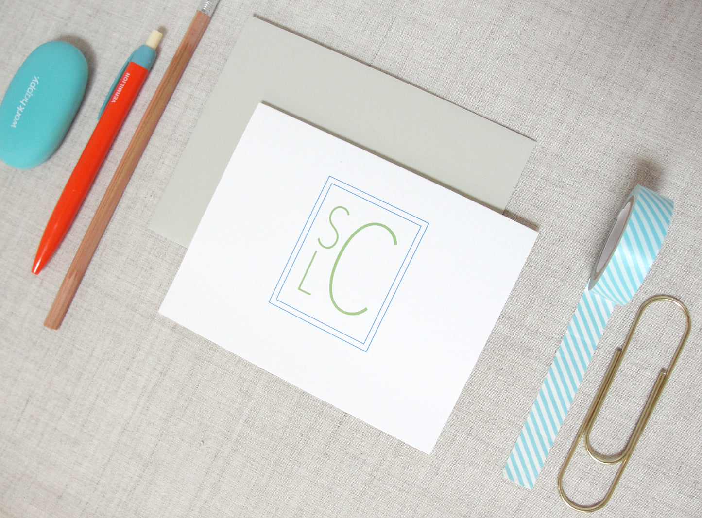 Stacked Monogram Note Cards | Meredith Collie Paper