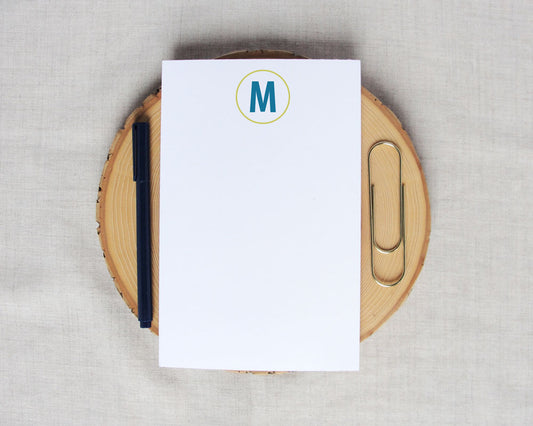Modern Single Initial Monogram Notepad | Meredith Collie Paper