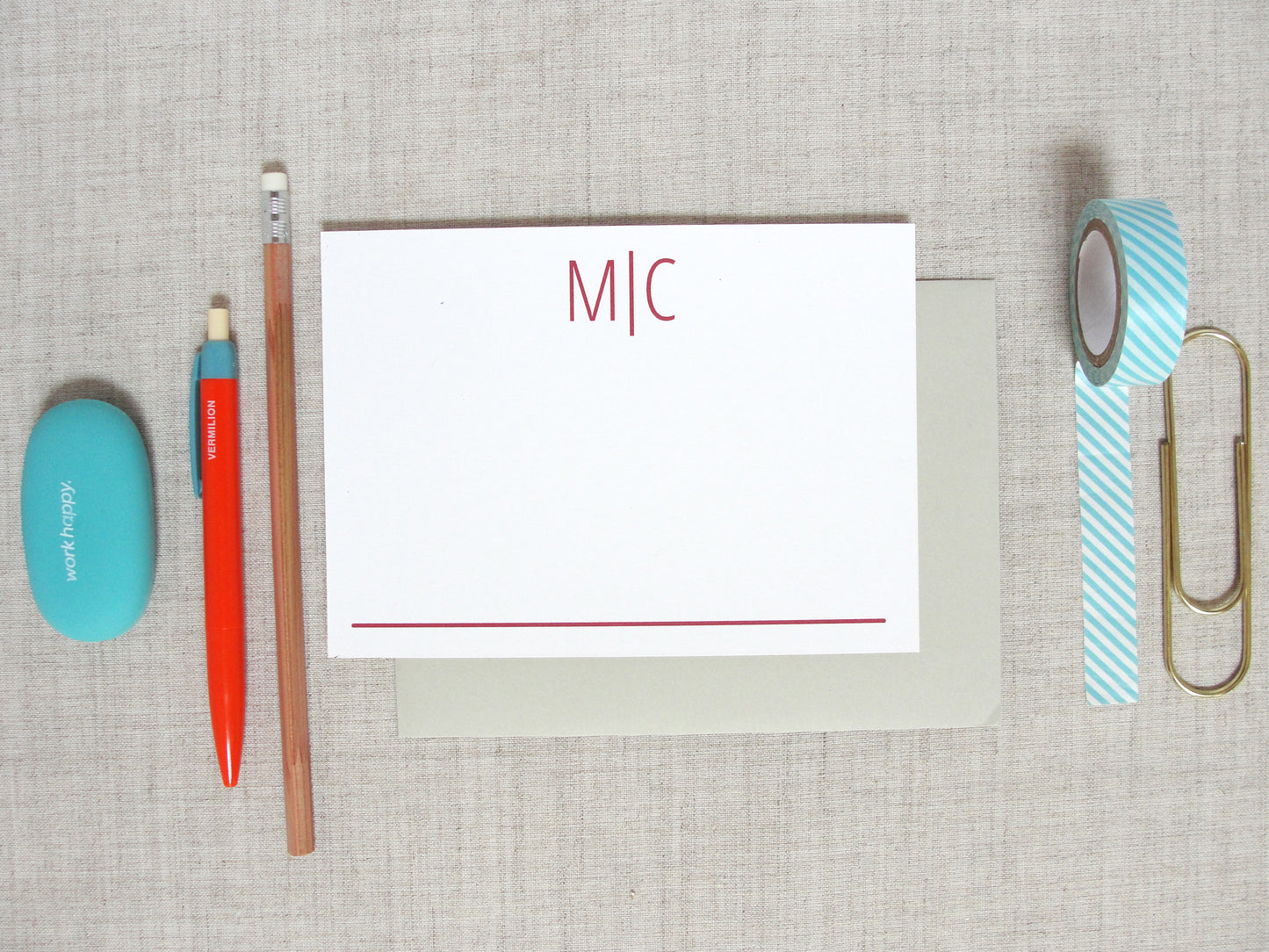 Modern Two Letter Monogram Stationery | Meredith Collie Paper