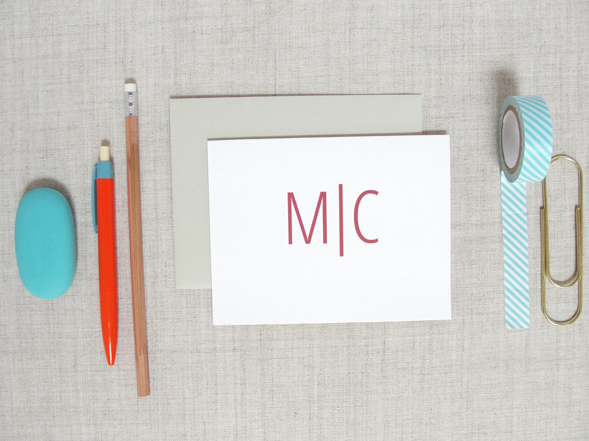 Modern Two Letter Monogram Note Cards – Meredith Collie Paper & Design