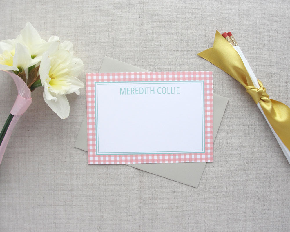 Personalized Stationery Set Gingham | Meredith Collie Paper