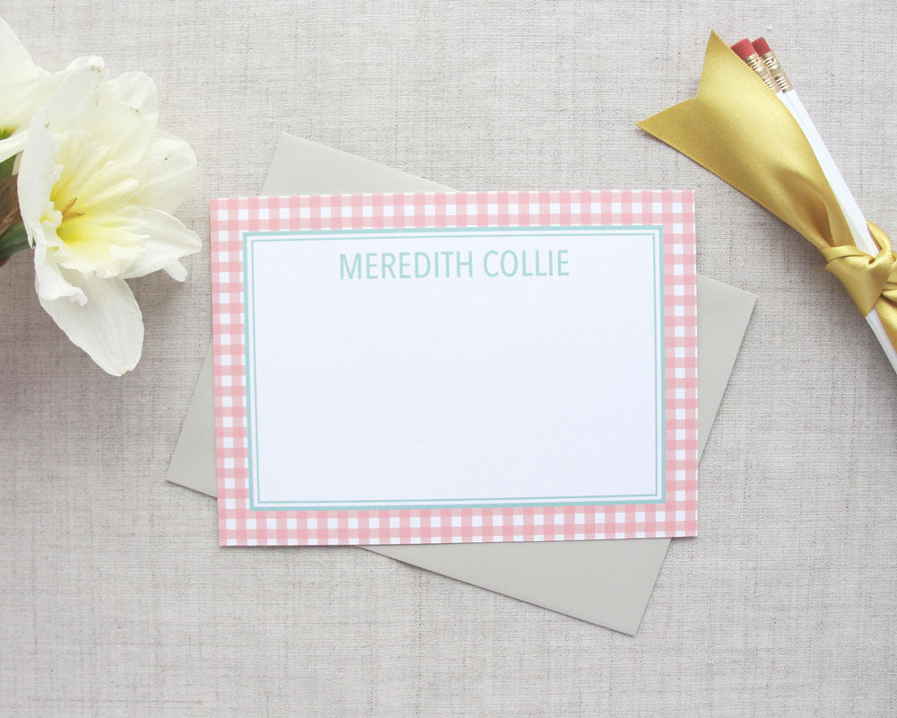 Personalized Stationery Set Gingham | Meredith Collie Paper