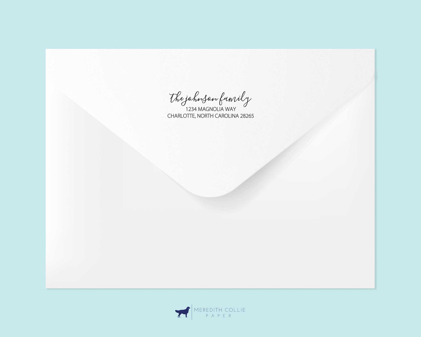 Elegant Script Family Return Address Stamp