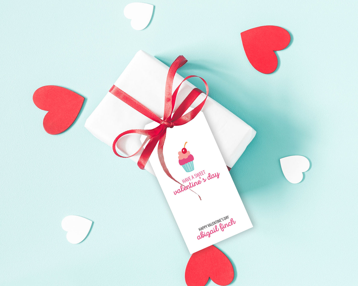 Cherry Cupcake Personalized Valentine's Day Gift Tags