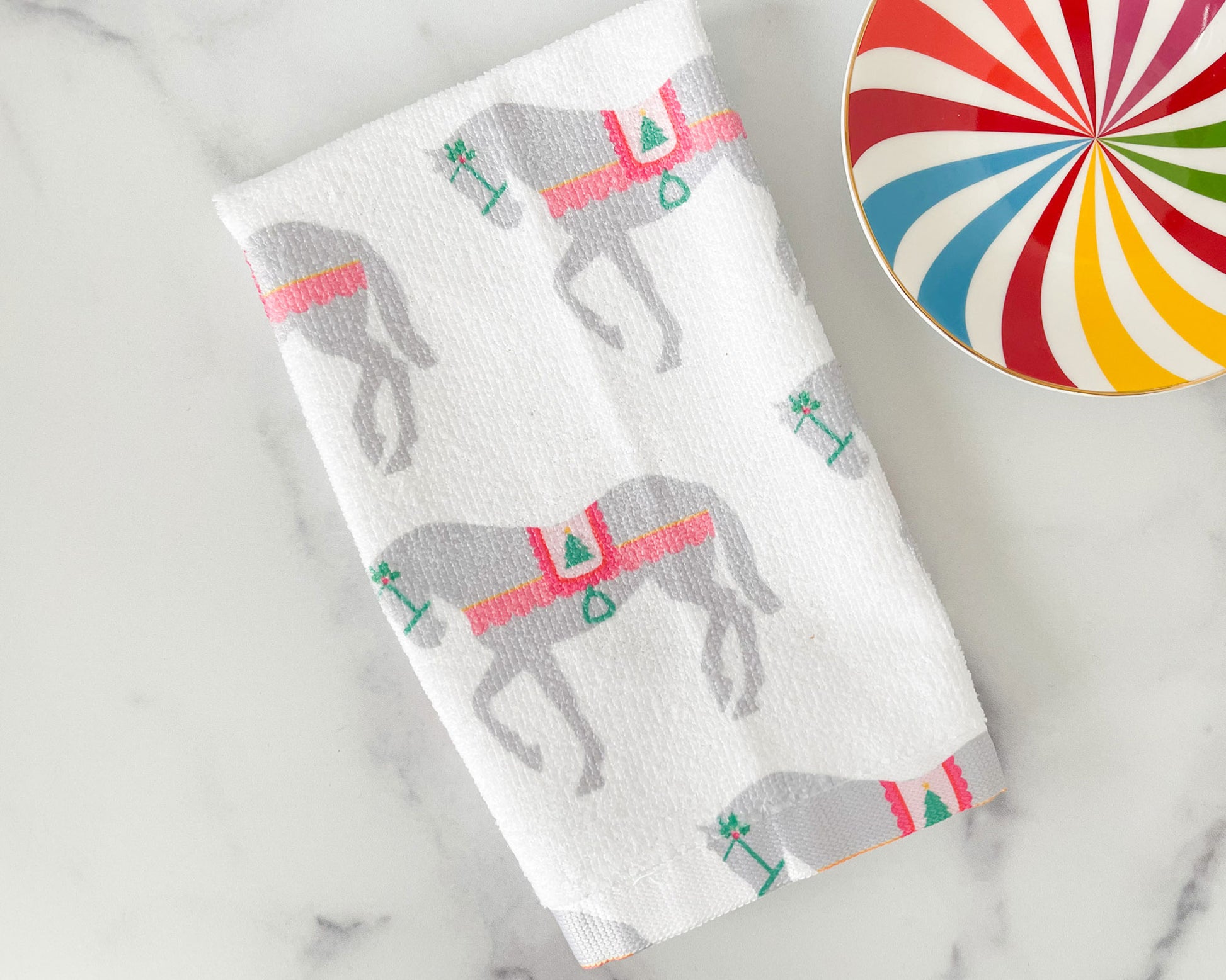 Christmas horse holiday hand towel, seasonal towel for kitchen or bathroom, decorative hand towel, meredith collie paper