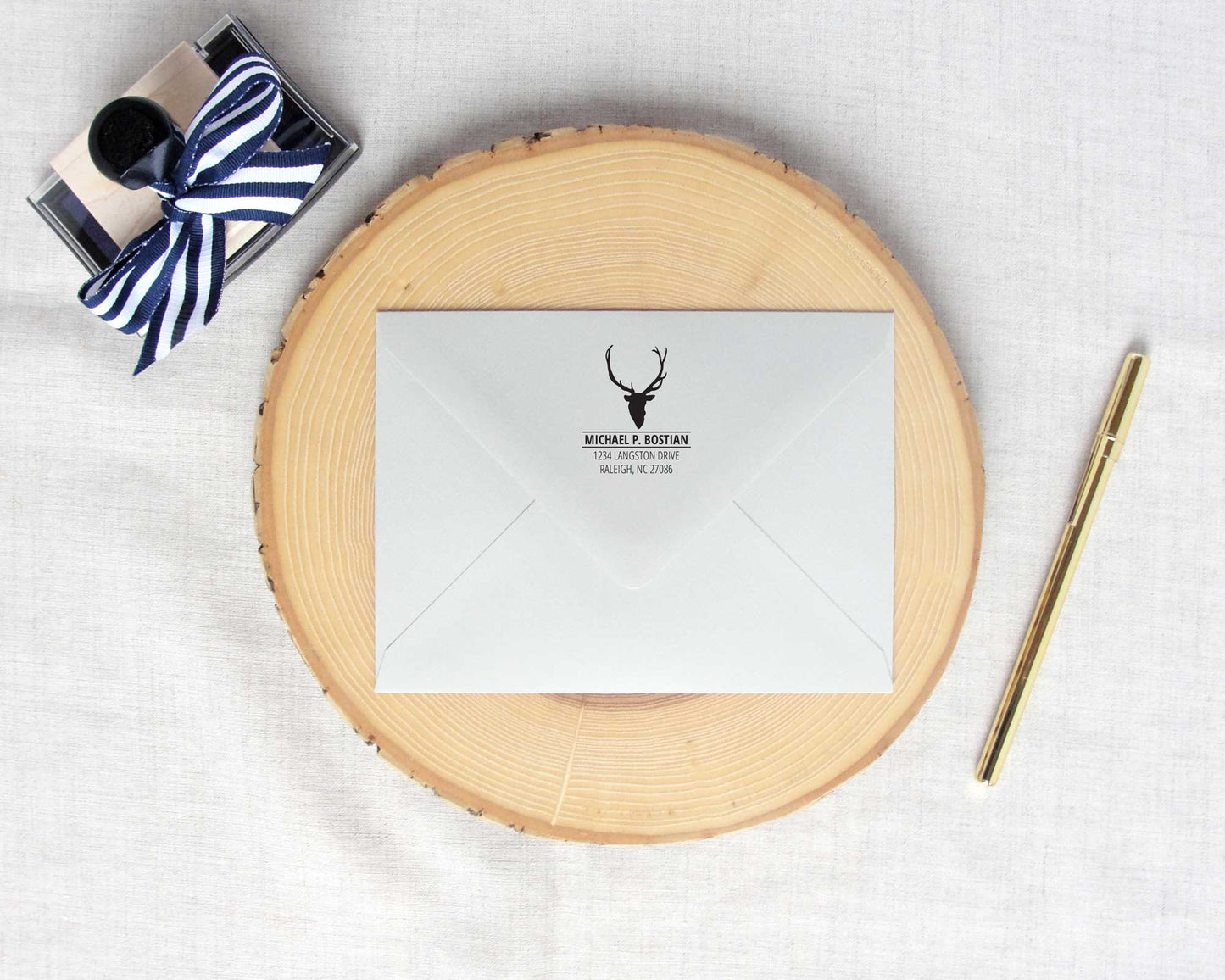 Deer Silhouette Personalized Return Address Stamp