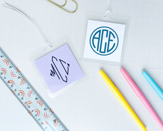 Monogram Laminated Bag Tags, Luggage Tags, Meredith Collie Paper, ID tags