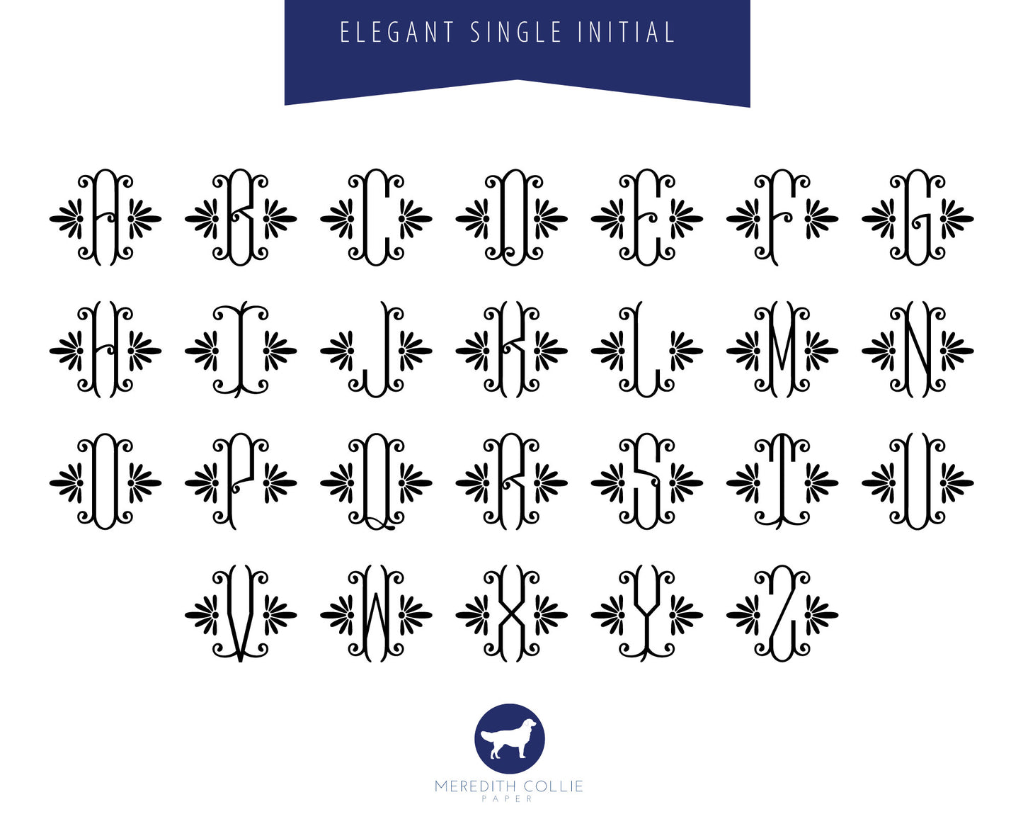 Elegant Single Initial Monogram Stationery
