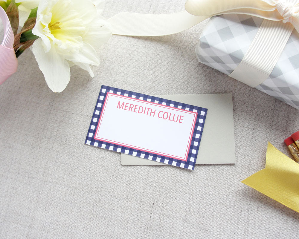 Personalized Enclosure Cards in Gingham | Meredith Collie Paper