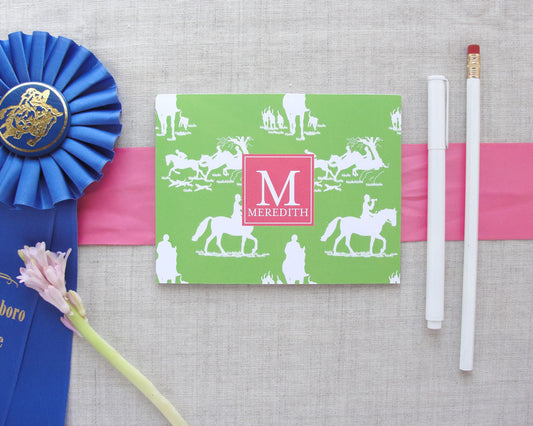 Equestrian Chinoiserie Monogram Folded Note Cards