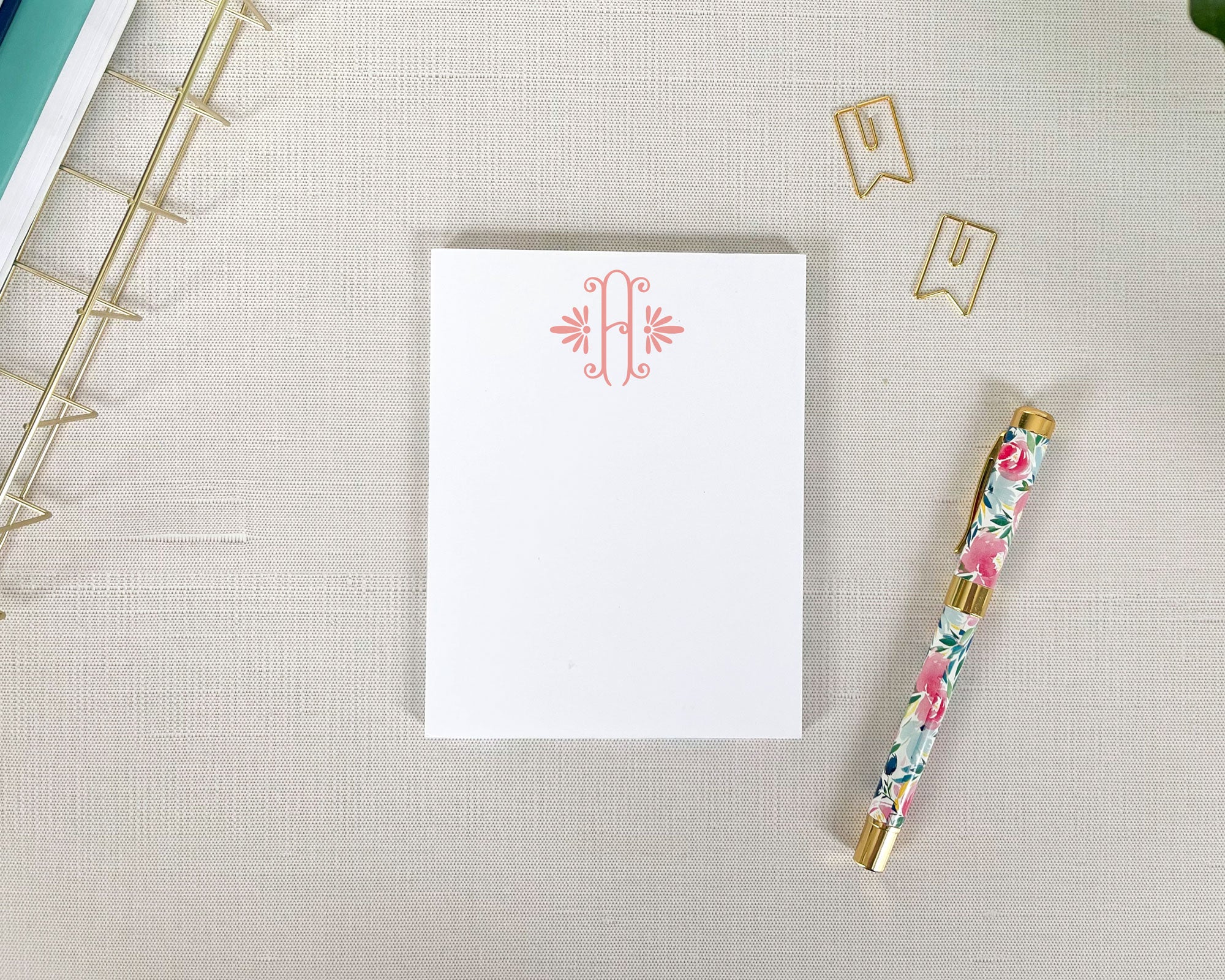 Elegant Single Initial Monogram Notepad – Meredith Collie Paper & Design
