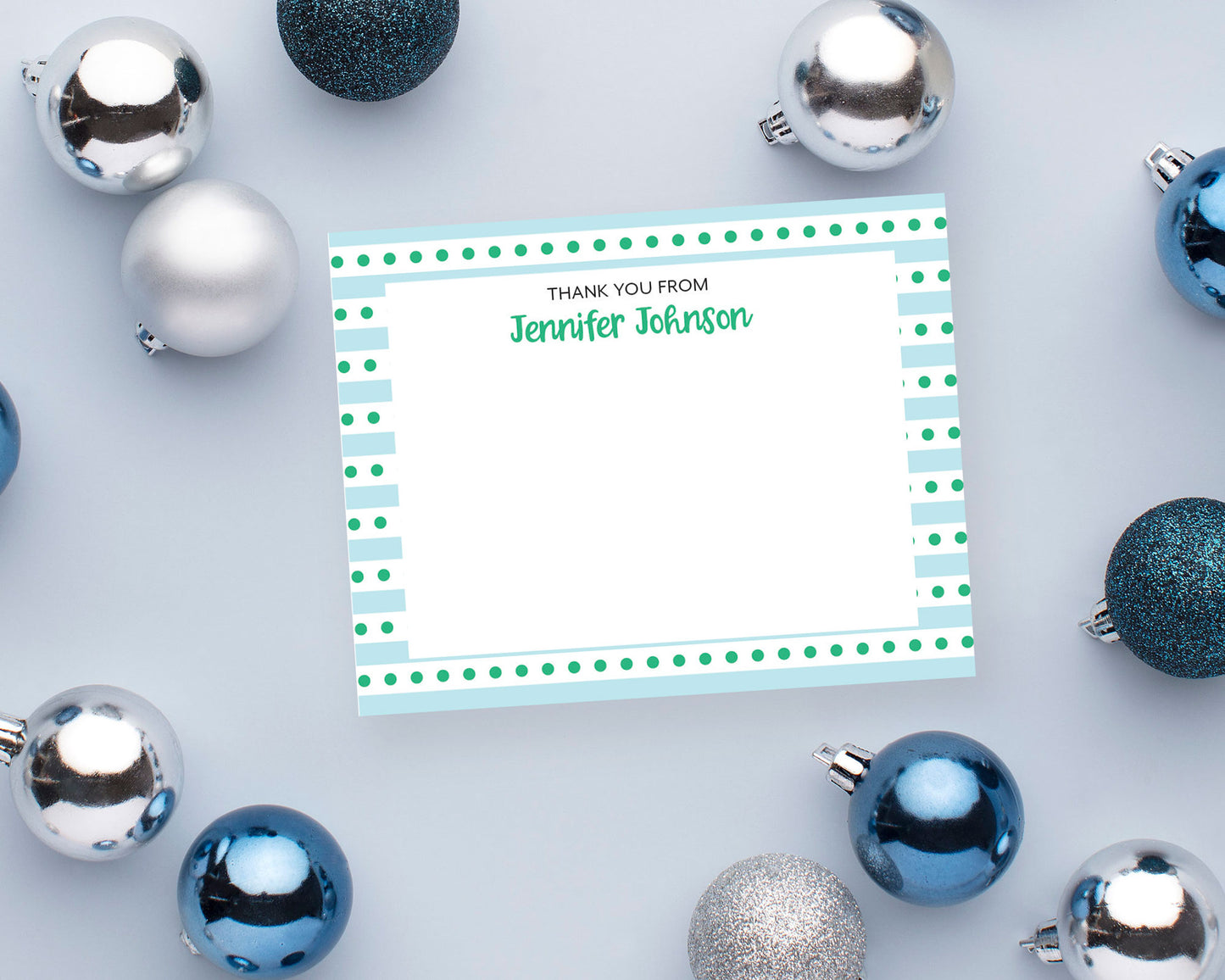Personalized Christmas Stripes Holiday Thank You Notes