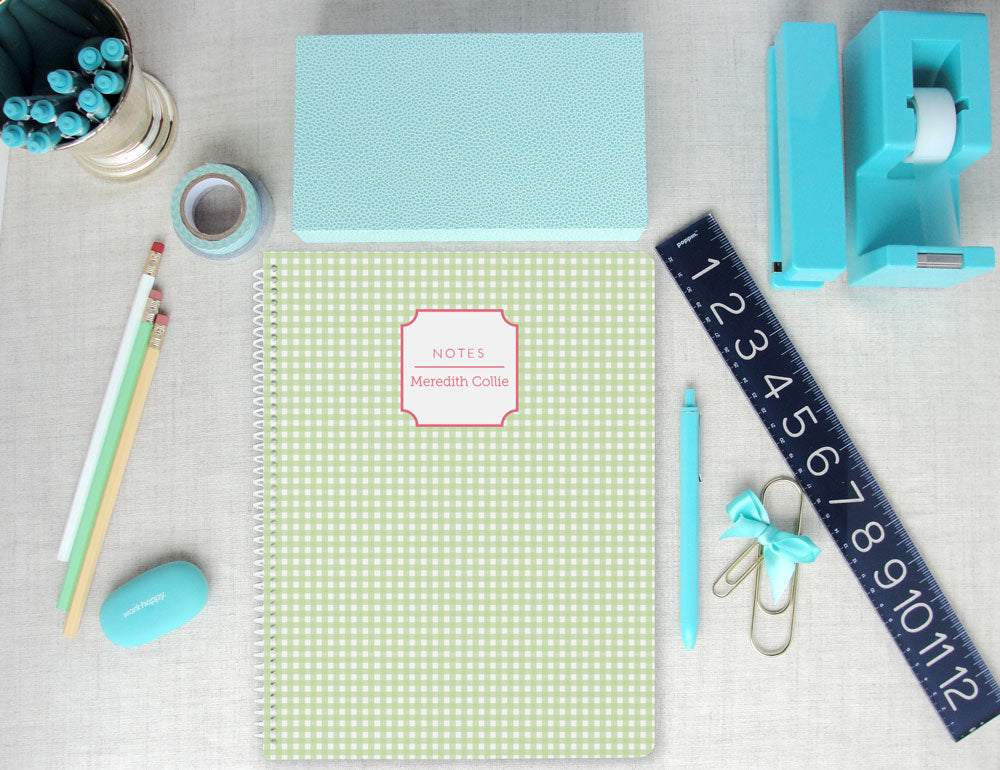 Gingham Personalized Spiral Notebook