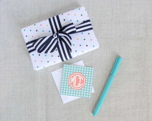 Gingham Square Mini Folded Enclosure Cards | Meredith Collie Paper