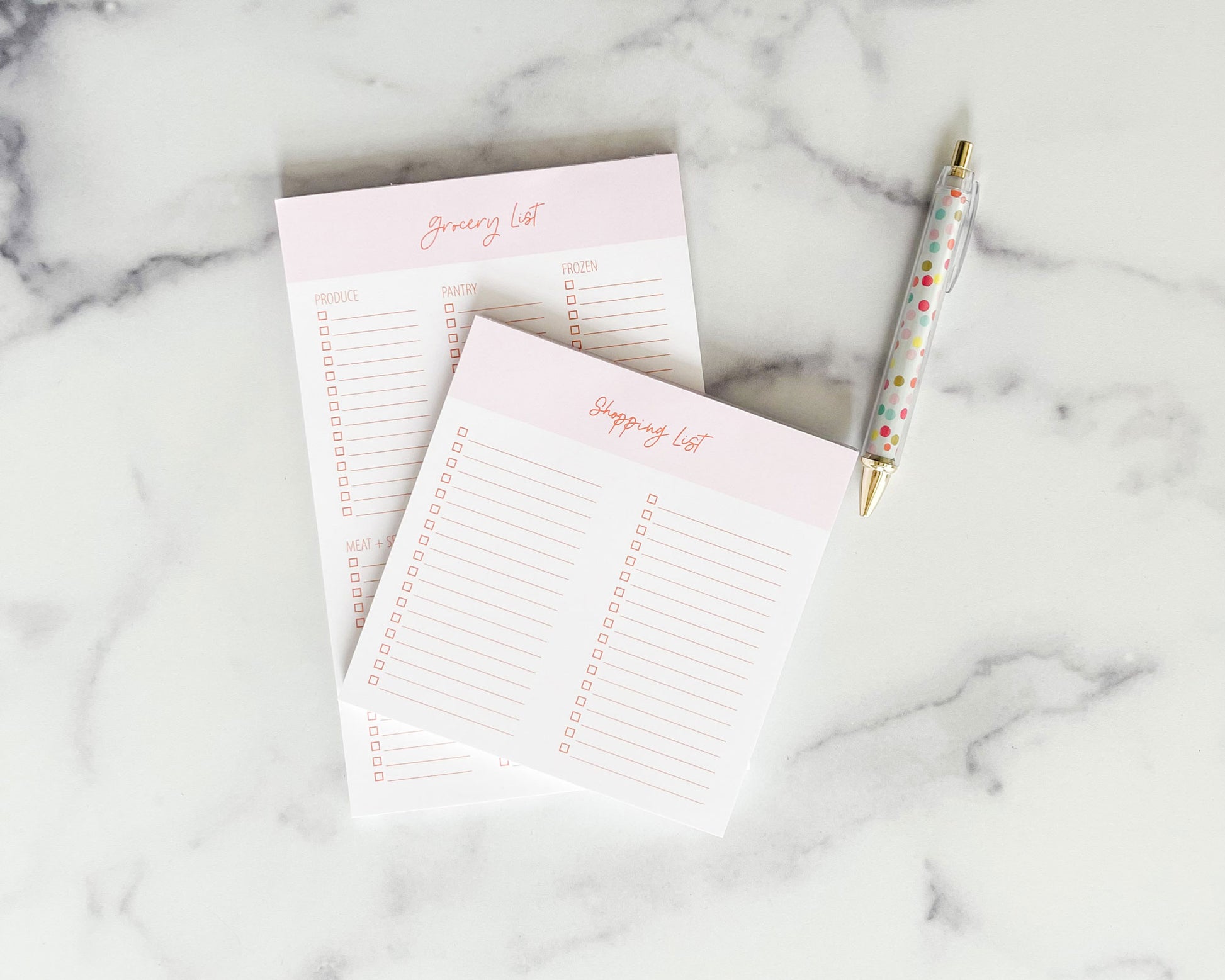 grocery store notepad bundle, grocery list notepad, shopping list notepad, pink, Meredith Collie paper