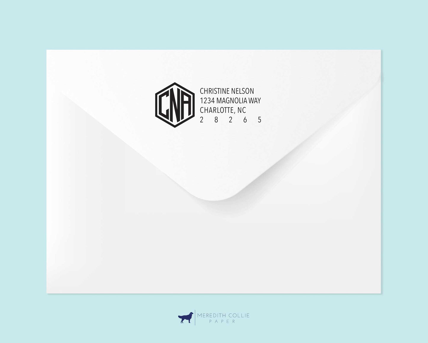 Hexagon Monogram Return Address Stamp