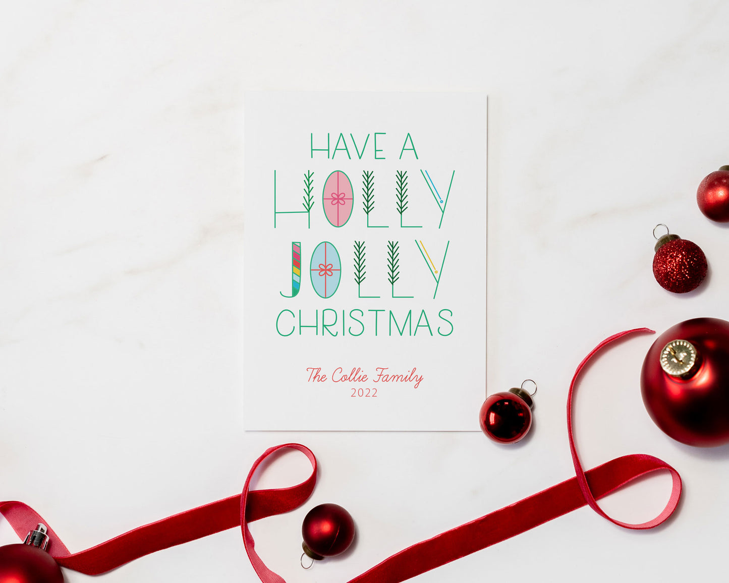 Holly Jolly Personalized Large Folded Cards