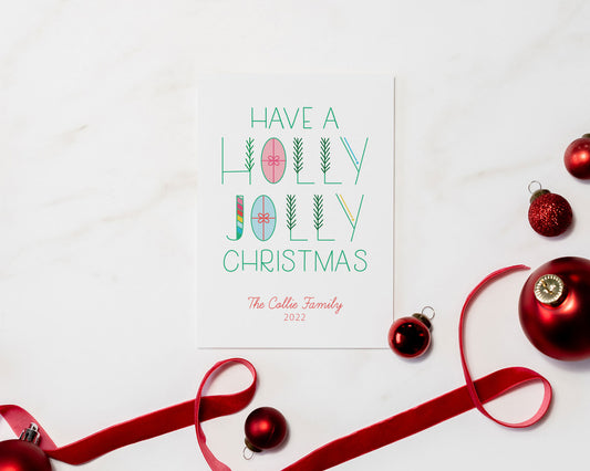 Holly Jolly Personalized Large Folded Cards