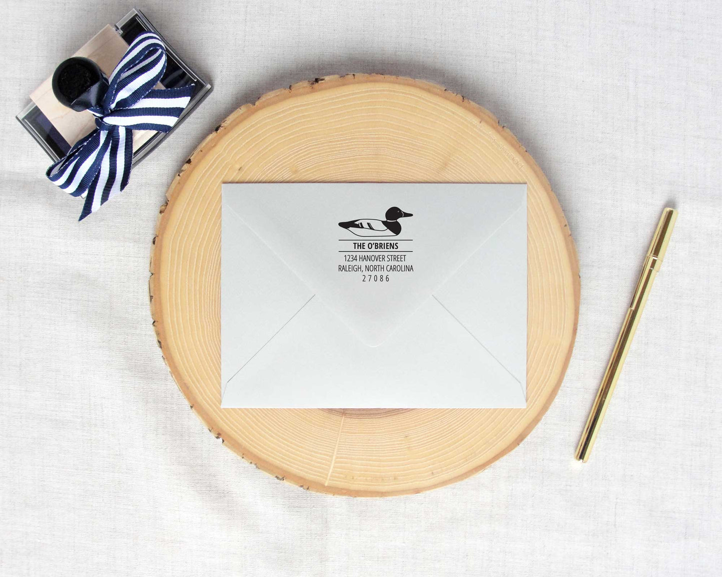 Mallard Duck Silhouette Personalized Return Address Stamp