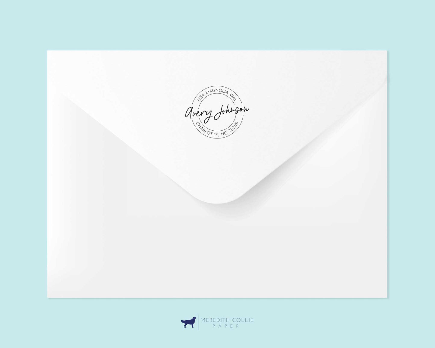 Modern Handwriting Round Return Address Stamp