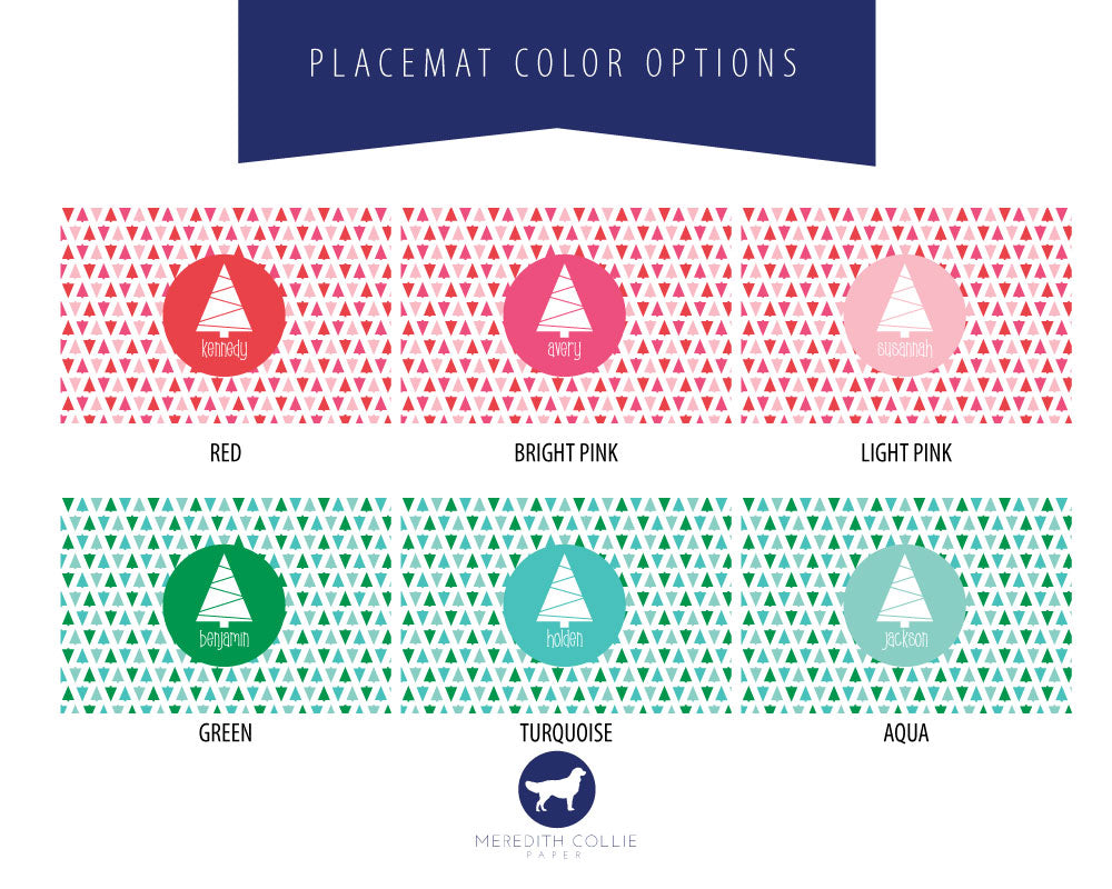 Geometric Christmas Tree Placemat Color Options