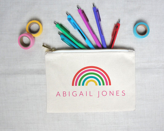 Modern Rainbow Personalized Pencil Pouch