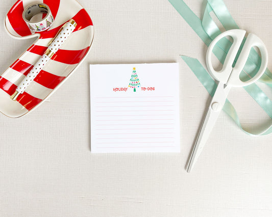 modern christmas tree, holiday to do list notepad, lined notepad, square notepad, meredith collie paper