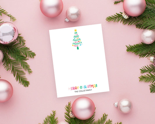 Personalized Modern Christmas Tree Holiday Stationery