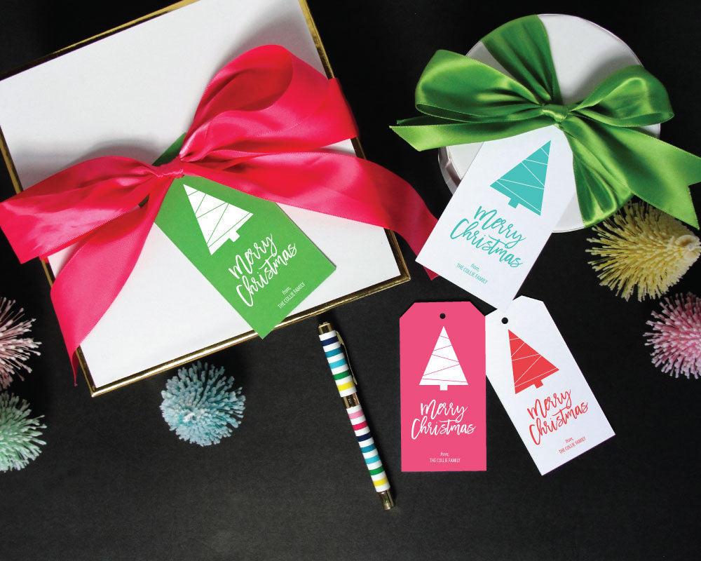 Geometric Christmas Tree Gift Tags