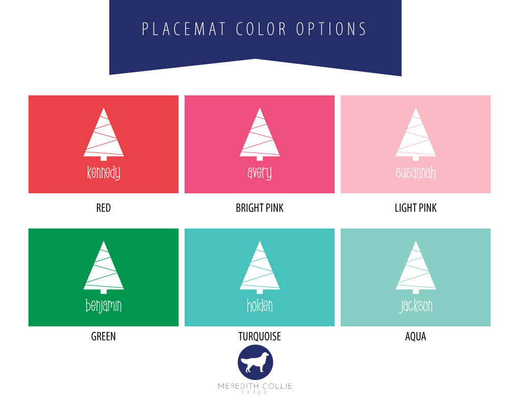 Christmas Tree Silhouette Holiday Placemat Color Options