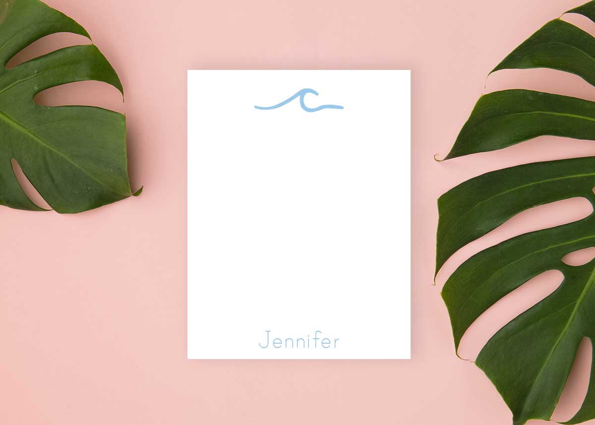 small modern wave personalized note pad, modern typography, ocean wave, surf, aloha, beach inspired, Meredith Collie paper