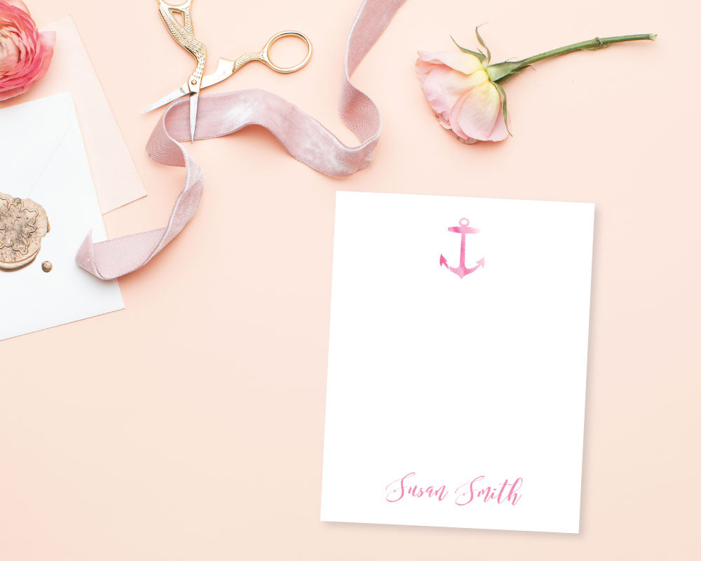 Nautical Silhouette Personalized Stationery - Pink | Meredith Collie Paper