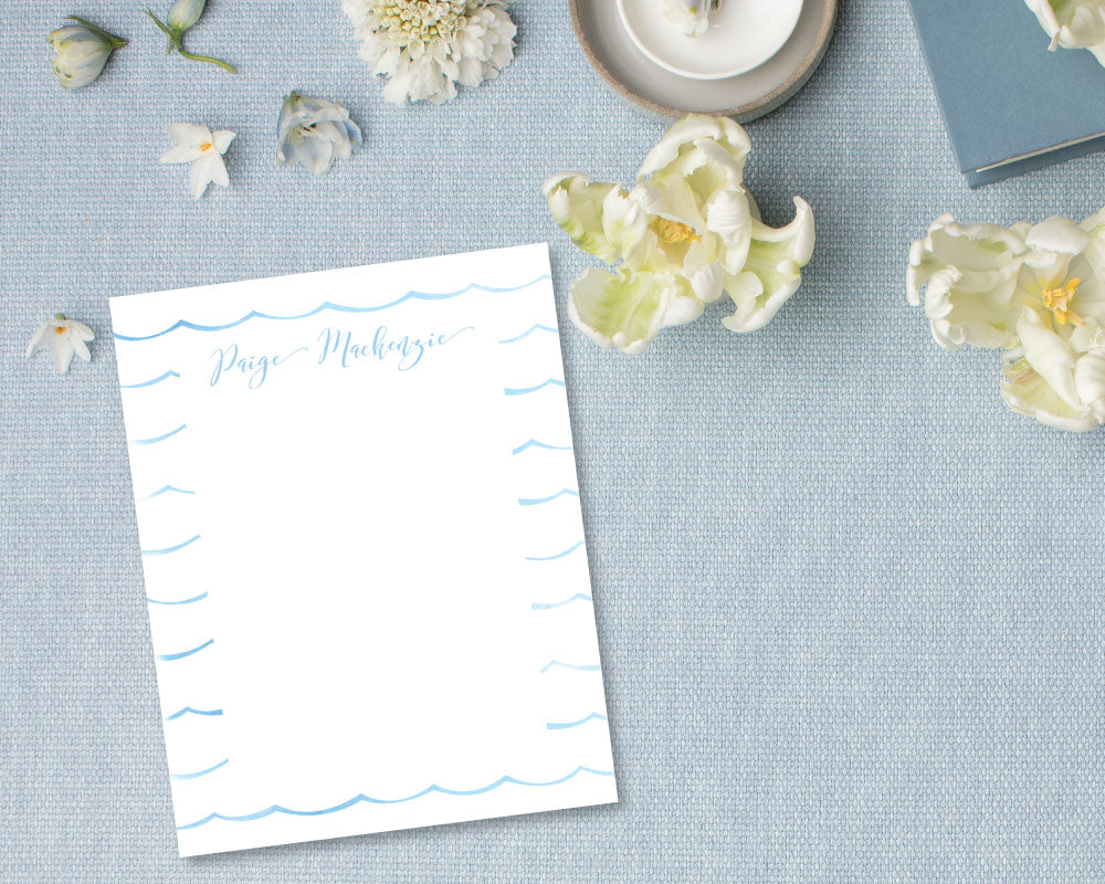Ocean Wave Personalized Stationery - Blue | Meredith Collie Paper