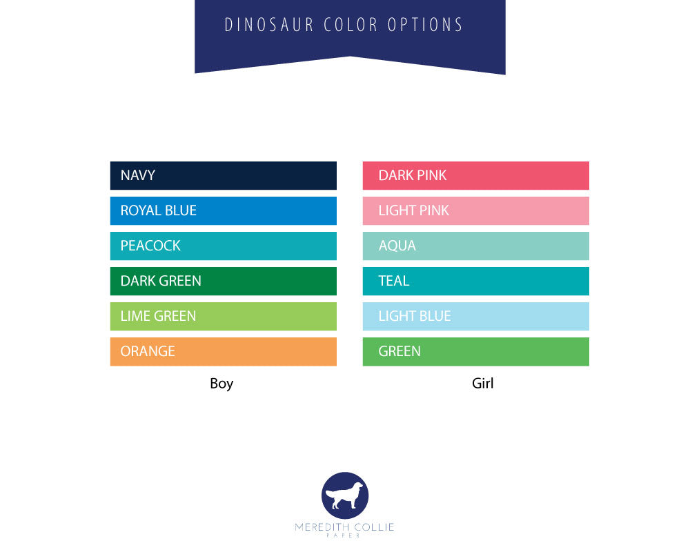 Preppy Dinosaur Personalization Color Options